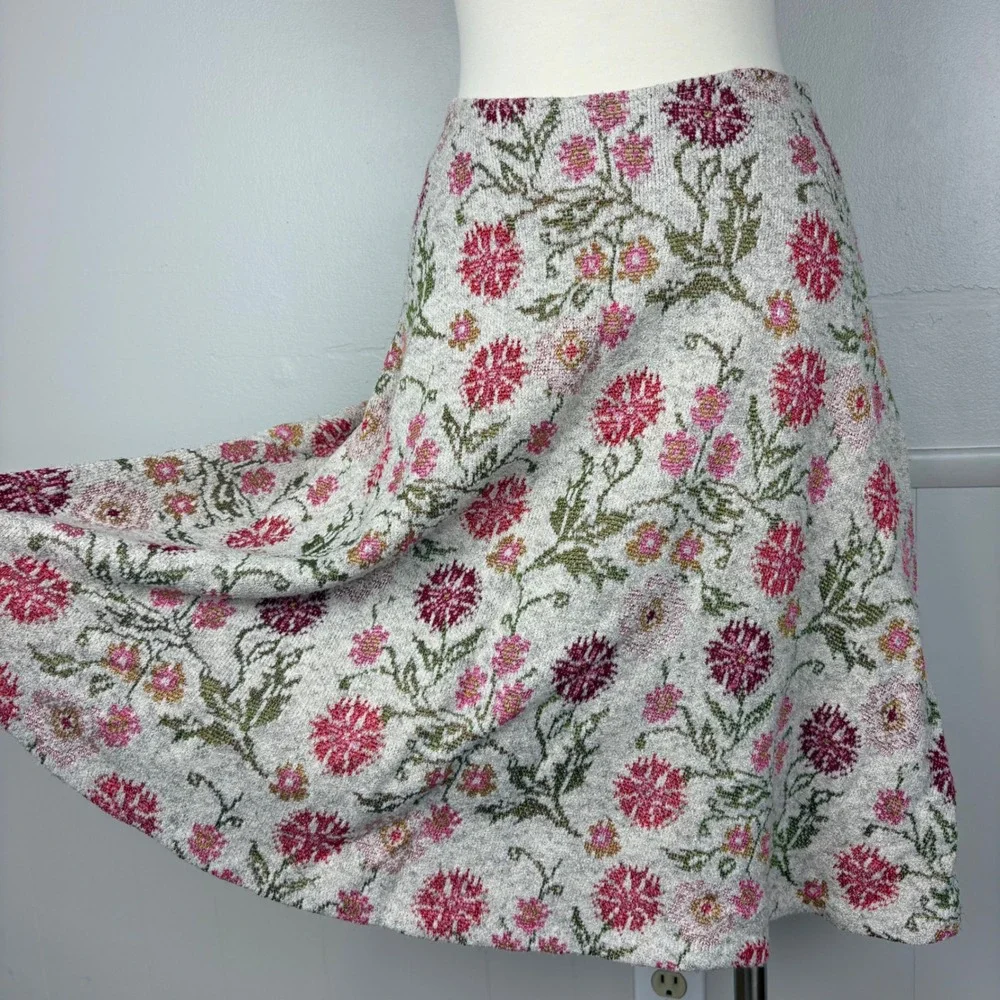 Anthropologie Cecilia Prado Meadowlark Sweater Skirt Size S Floral Texture Fairy